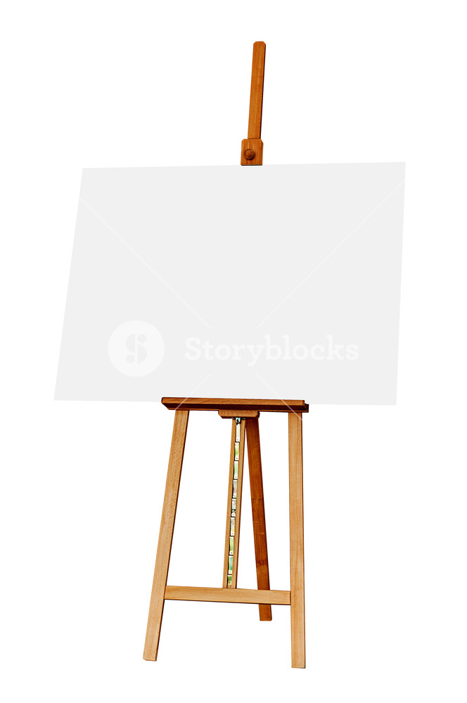 664x1000 Wooden Easel With Blank Painting Canvas As Copy Space For Mock Up - Blank Painting