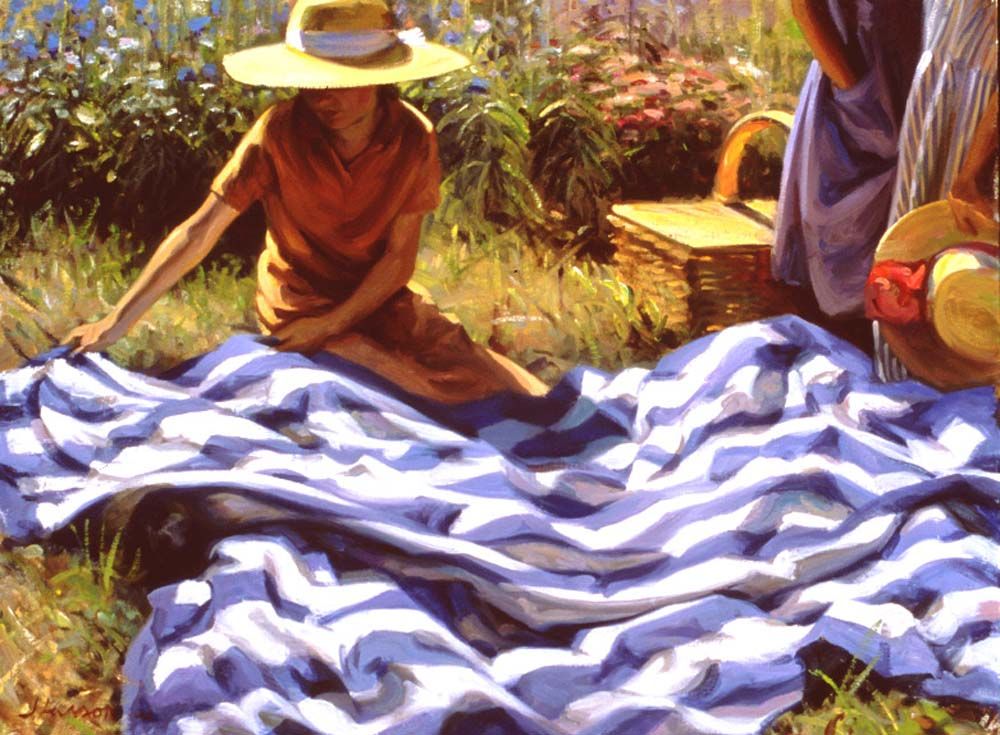 1000x735 Jeffrey T. Larson (1962 ) Picnic Blanket Oil On Canvas 2001 76.2 X - Blanket Painting