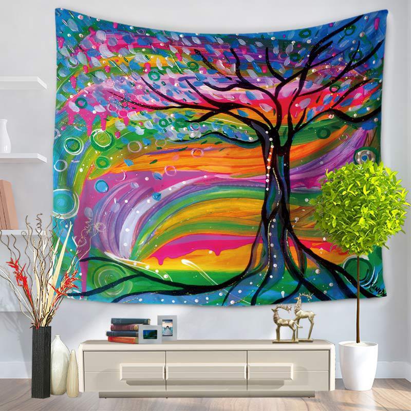 800x800 Painting Trees Pattern Polyester Tapestry Yoga Beach Blanket Towel - Blanket Painting