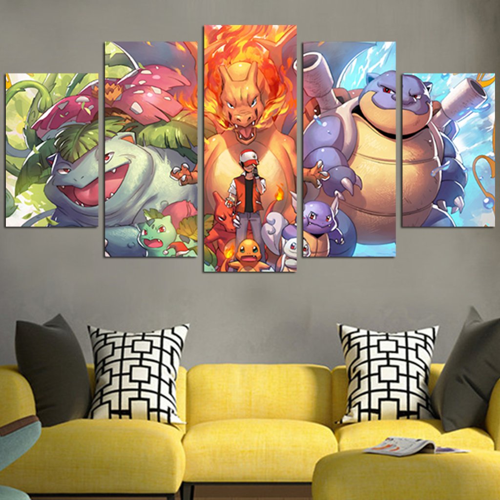 1024x1024 Pokemon Venusaur Charizard Blastoise Wall Art Canvas Anime Hacks - Blastoise Painting