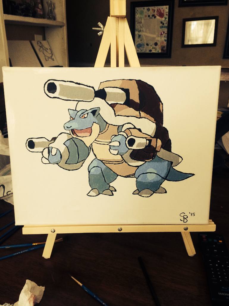 770x1027 Saatchi Art Mega Blastoise For Ethan Painting By Sean Barr - Blastoise Painting
