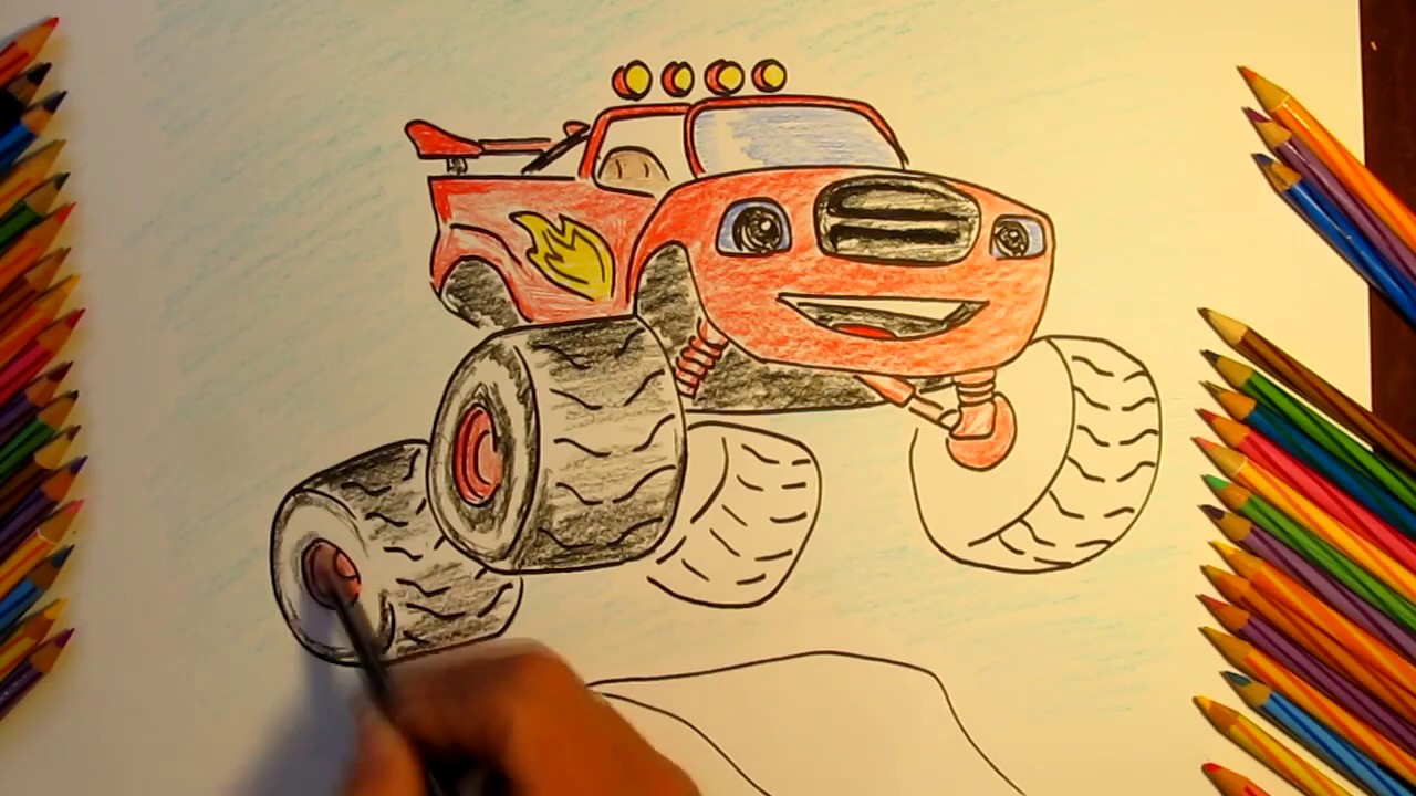 1280x720 How To Draw Blaze Monster Machines Coloring Page I Learn Colors - Blaze Painting