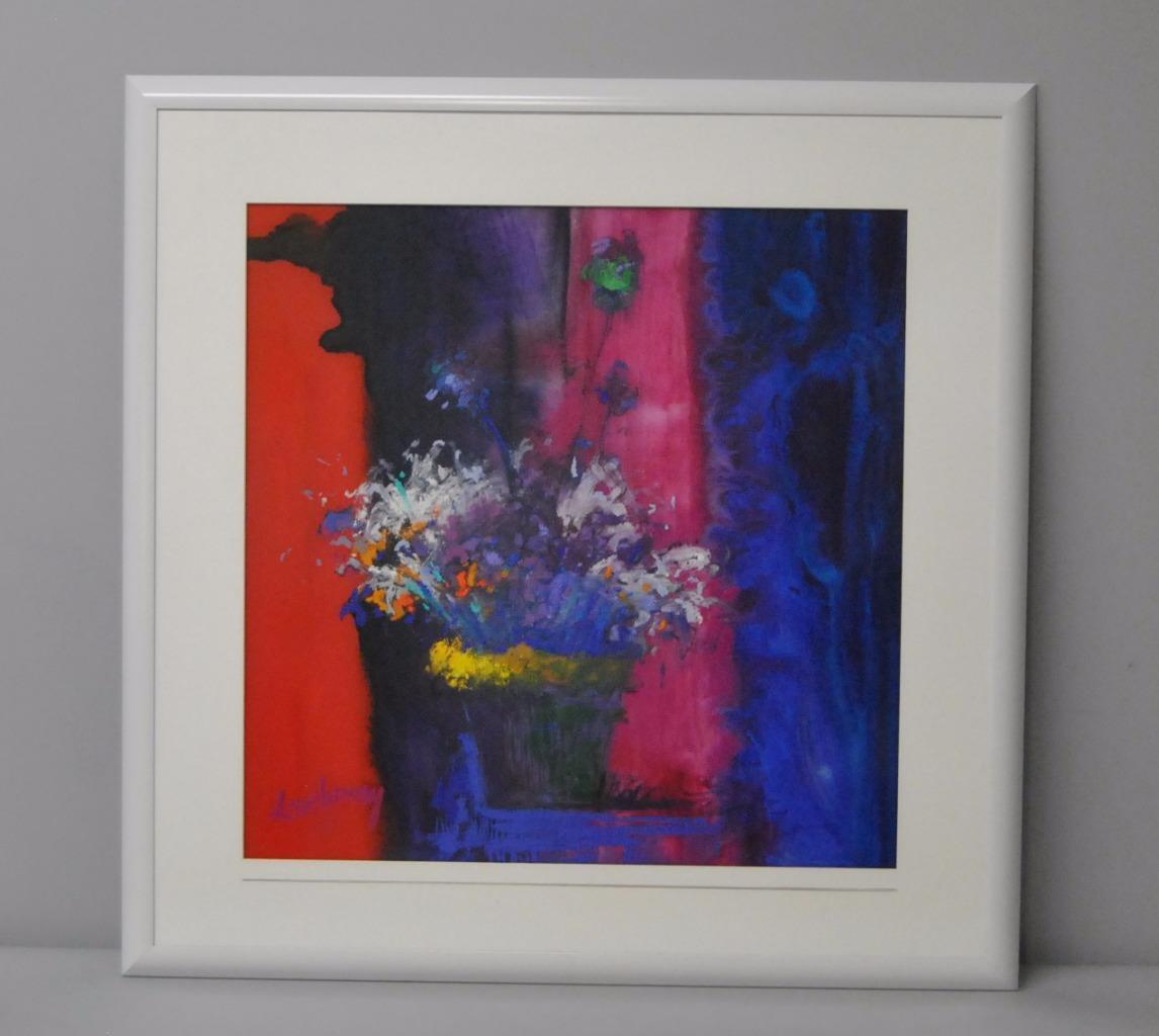 1146x1024 Original Oil Painting Floral Still Life On Paper Blue Blaze By - Blaze Painting