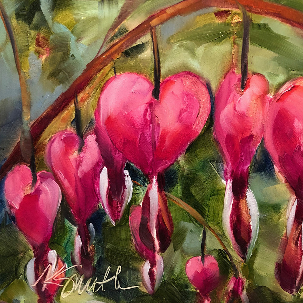 1000x1000 Bleeding Hearts Is An Original Oil Painting By Kim Smith - Bleeding Heart Flower Painting