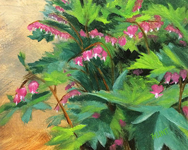 374x300 Floral Bleeding Heart Original Oil Painting On Canvas, Bountiful - Bleeding Heart Flower Painting
