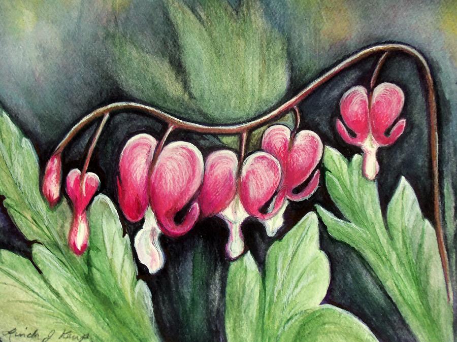 900x674 Many Bleeding Hearts Painting By Linda Nielsen - Bleeding Heart Flower Painting