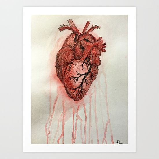 550x550 Bleeding Heart Art Print By Sketchingnonsense Society6 - Bleeding Heart Painting