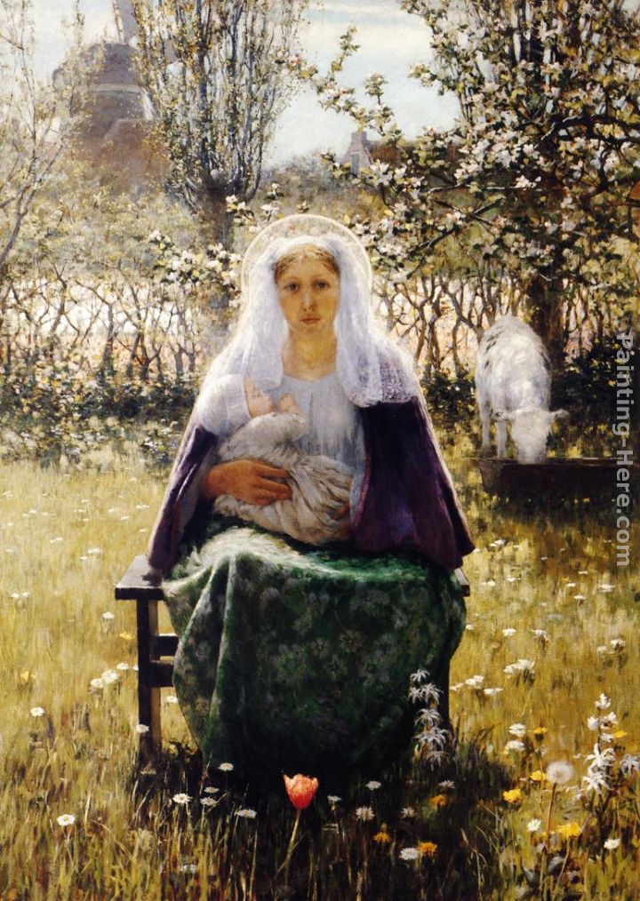 720x1014 George Hitchcock Blessed Mother Painting Anysize 50% Off - Blessed Mother Painting