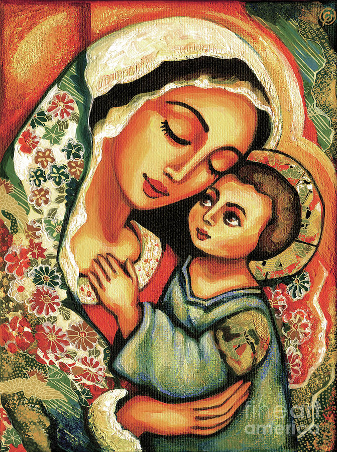 671x900 The Blessed Mother Painting By Eva Campbell - Blessed Mother Painting