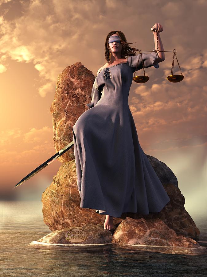 674x900 Blind Justice With Scales And Sword Digital Art By Daniel Eskridge - Blind Justice Painting