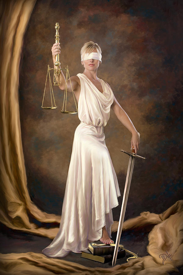 600x900 Classic Blind Justice Digital Art By Daria Doyle - Blind Justice Painting