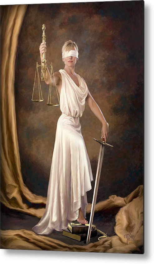 494x842 Classic Blind Justice Metal Print By Daria Doyle - Blind Justice Painting