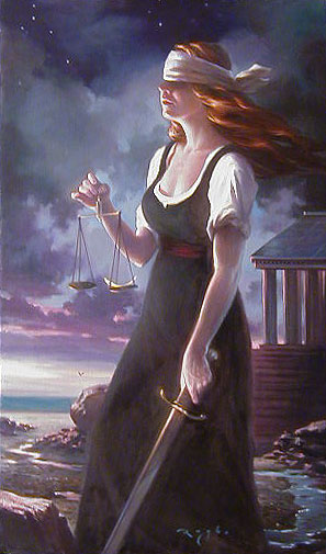 297x505 Doug Rugh Figures - Blind Justice Painting