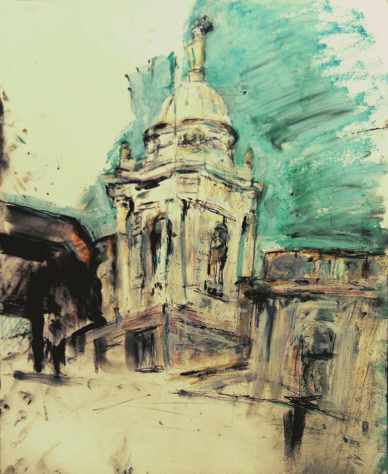 770x940 Saatchi Art City Hall Cupola With Blind Justice Teetering Above - Blind Justice Painting