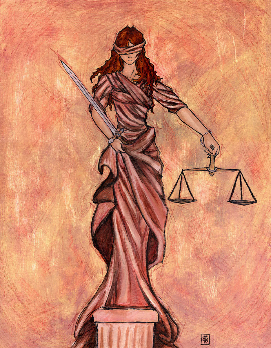 935x1200 The Lady Justice By Yumenokarasu - Blind Justice Painting