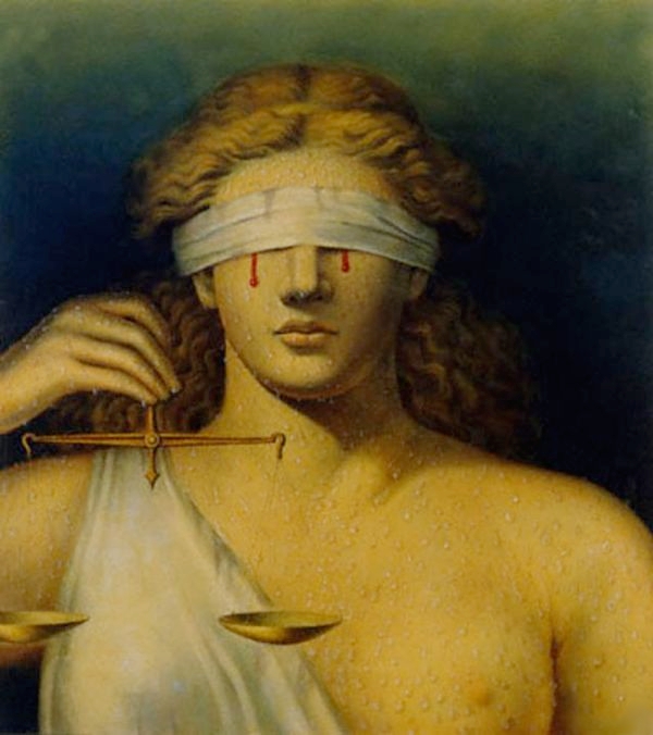 600x676 Justice Is Eyes Gouged Out Shouts From The Abyss - Blind Lady Justice Painting