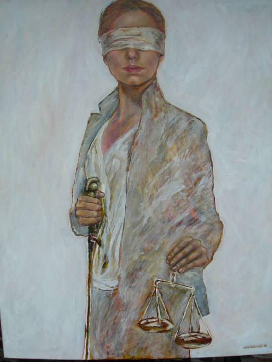 540x720 Biographical Statement By Anne Vansweevelt - Blind Lady Justice Painting