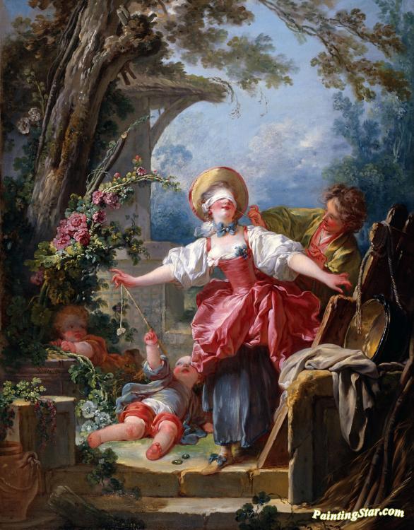 586x750 The Blind Man's Bluff Game Artwork By Jean Honore Fragonard Oil - Blind Man Painting