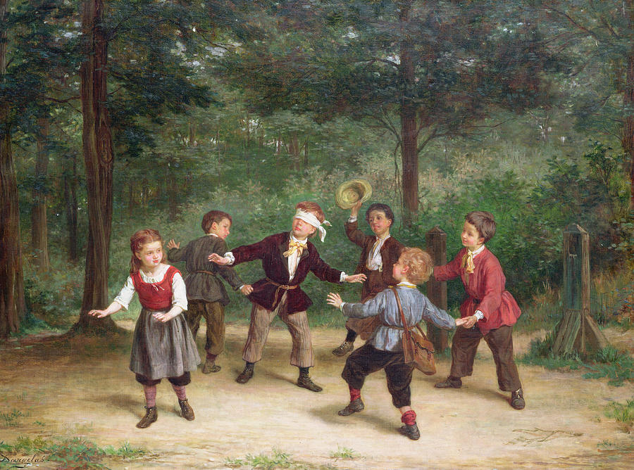 900x668 Blind Man's Buff Painting By Andre Henri Dargelas - Blind Man Painting