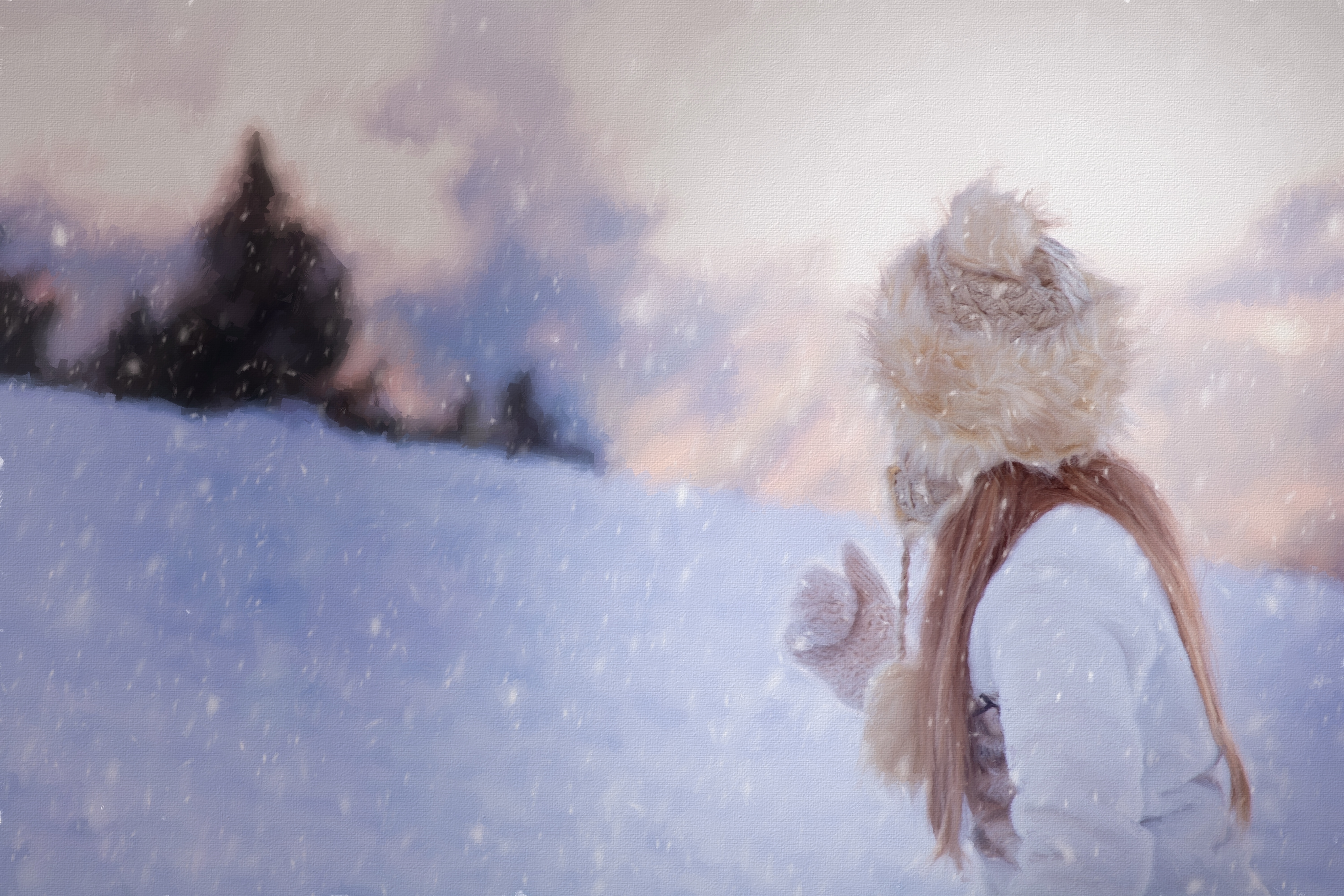 6000x4000 Free Images Nature, Snow, Girl, Frost, Ice, Twilight, Portrait - Blizzard Painting