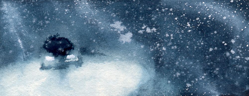 1000x388 John Clapp's On Christmas Eve Blizzard Painting Watercolor - Blizzard Painting