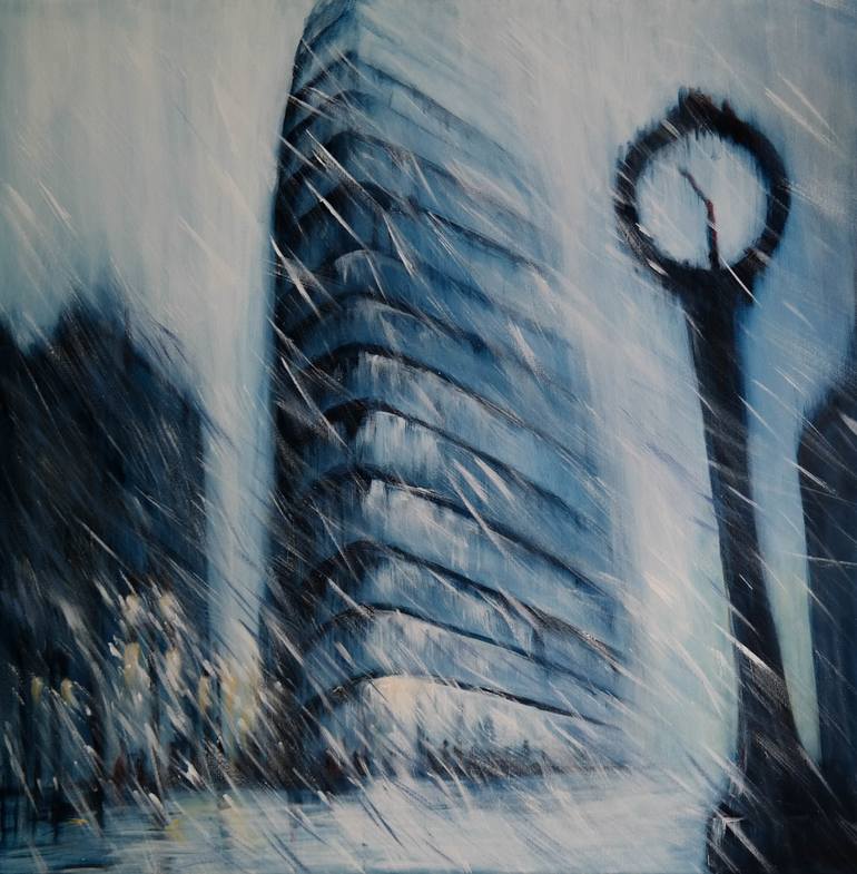 770x785 Saatchi Art Blizzard In New York Painting By Danijela Dan - Blizzard Painting