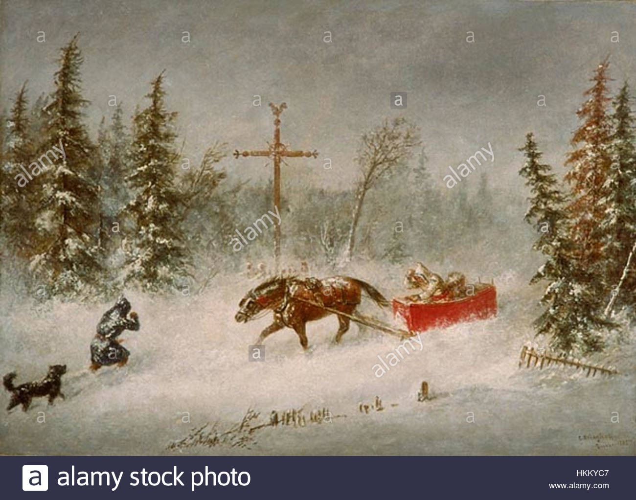 1300x1022 The Blizzard', Oil On Canvas Painting By Cornelius Krieghoff, 1857 - Blizzard Painting