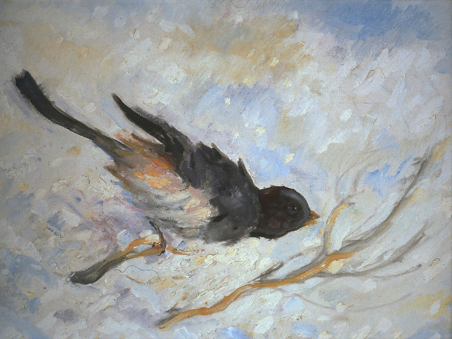 900x676 Bird In A Blizzard Painting By Willoughby Senior - Blizzard Painting