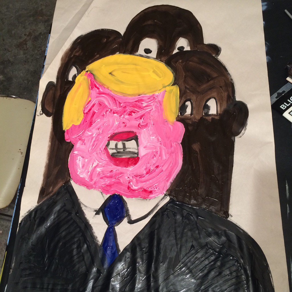 1024x1024 Genhowe On Twitter All The Brown People Surrounding Sloppy Trump - Blm Painting