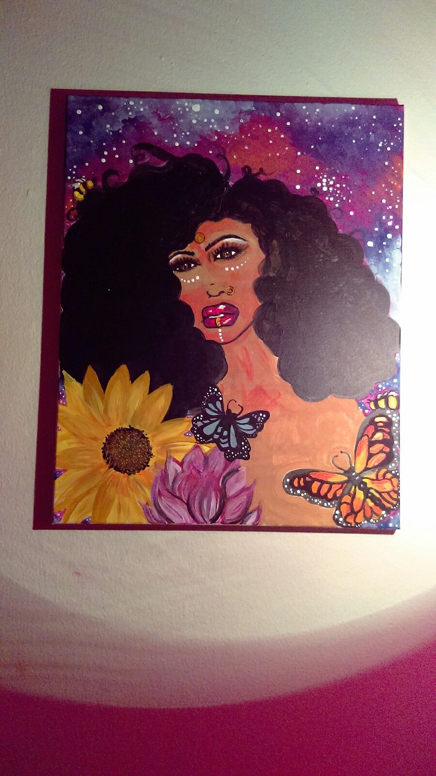 900x1600 Black Art, Galaxy, Natural Hair, Black Women, Sunflower - Blm Painting