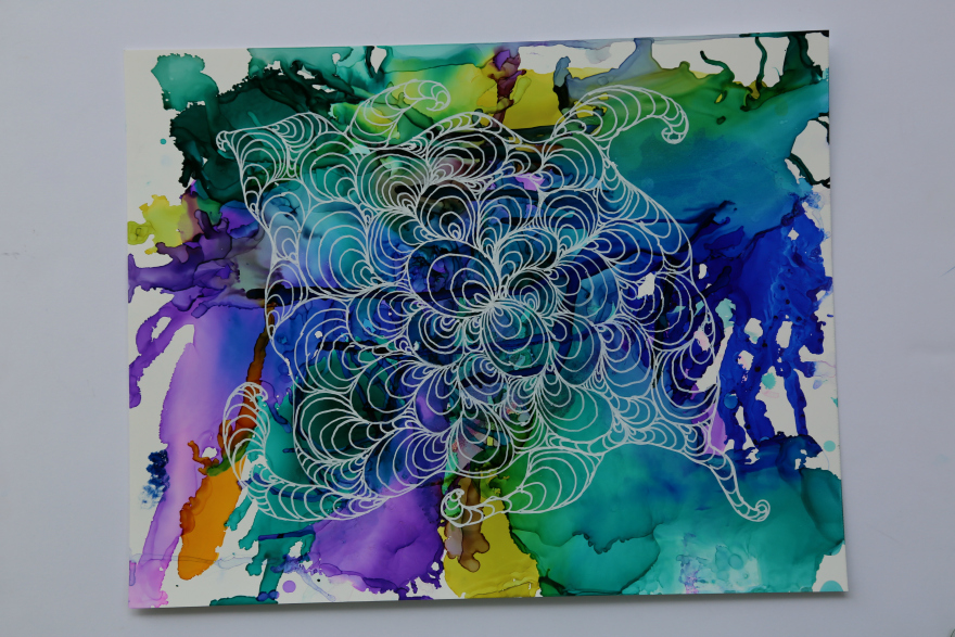 880x587 Siwrly Blob 11x14 Yupo Lacey Michelle Hayes - Blob Painting