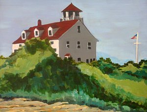 300x230 Coast Guard Station Block Island Ri Painting By Edith Hunsberger - Block Island Painting
