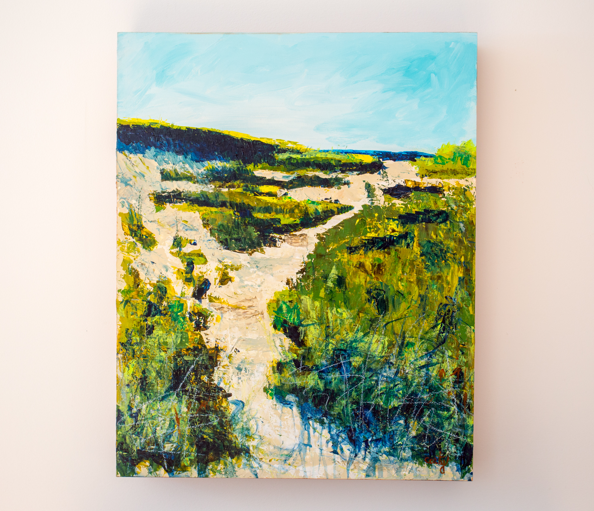 2000x1722 Where The Birds Are, 16x20, Block Island Sand Dune Painting - Block Island Painting