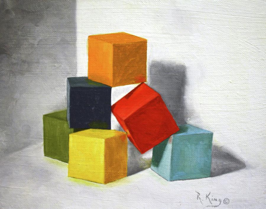 900x707 Colorful Blocks Painting By Roena King - Block Painting