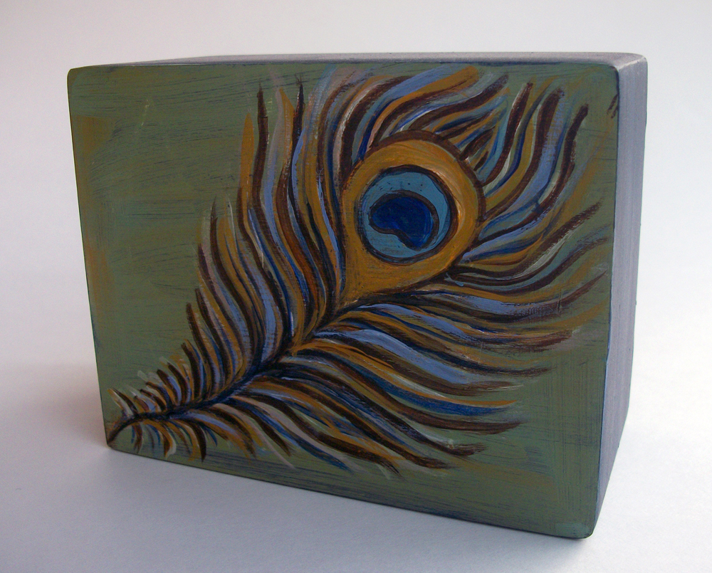 1000x805 Creative Stash New Painting Peacock Feather Wood Block And Prints - Block Painting