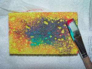 300x225 Sponge Block Painting Toddler Activities, Games, Crafts - Block Painting