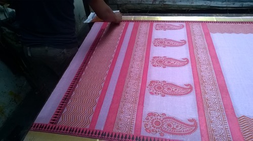 500x280 Chanderi Block Printed Or Hand Paint Saree And Salwar Suits - Block Painting