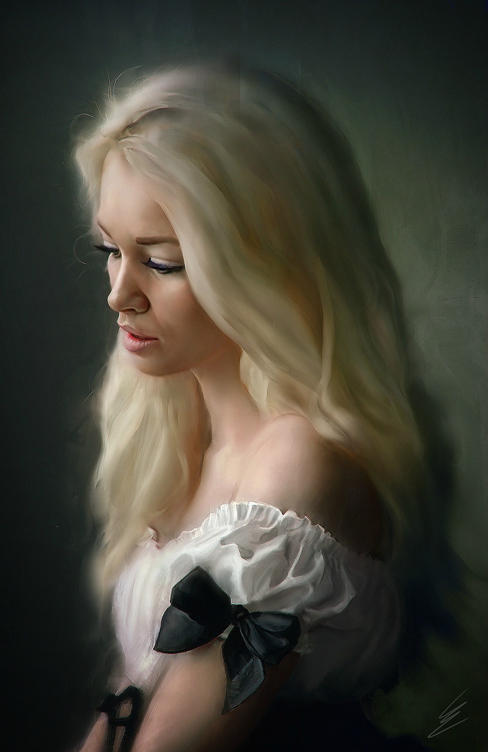 974x1500 A Portrait Of A Blonde Woman, Digital Painting Art - Blonde Girl Painting