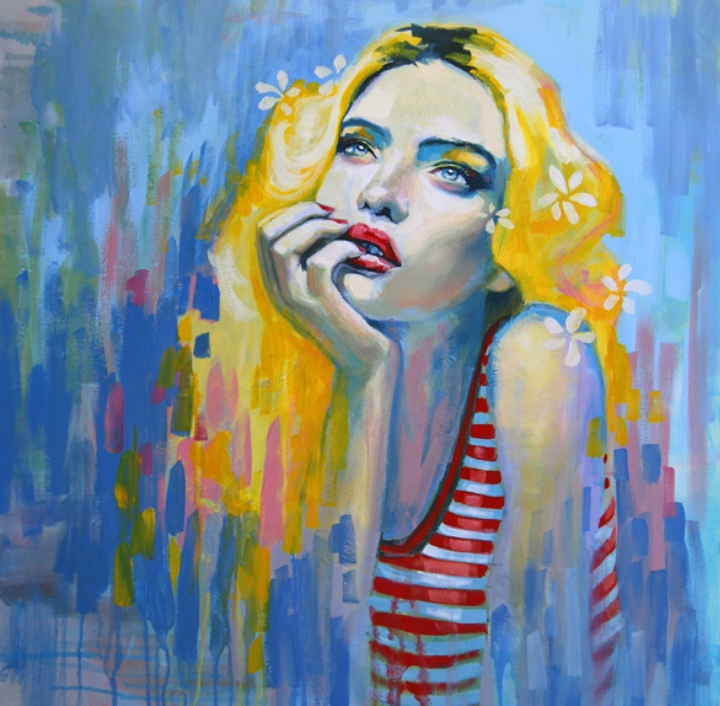 720x706 Portraits Of Women Done With Pastels By Emma Uber - Blonde Girl Painting