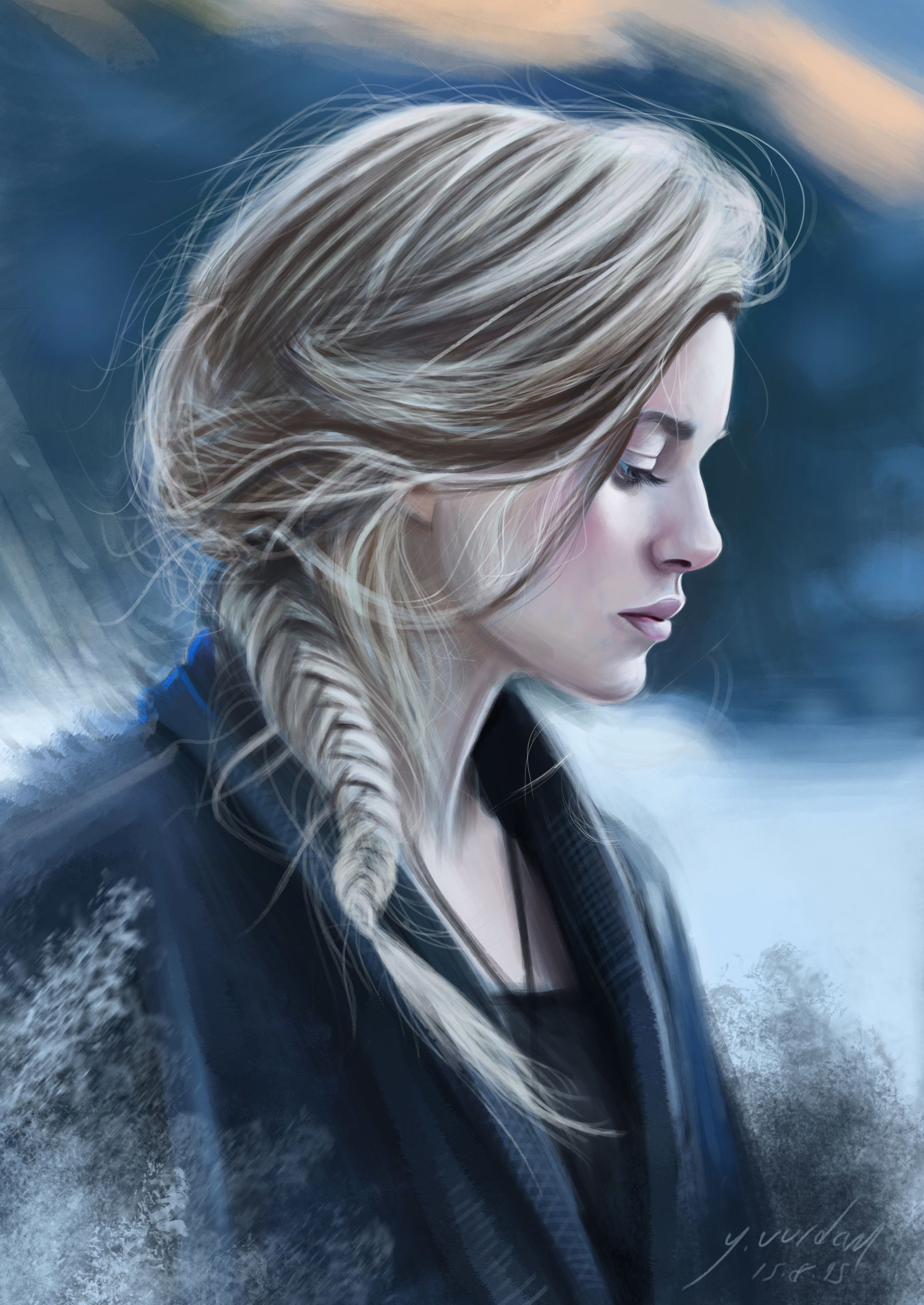 1920x2711 Artstation - Blonde Girl Painting