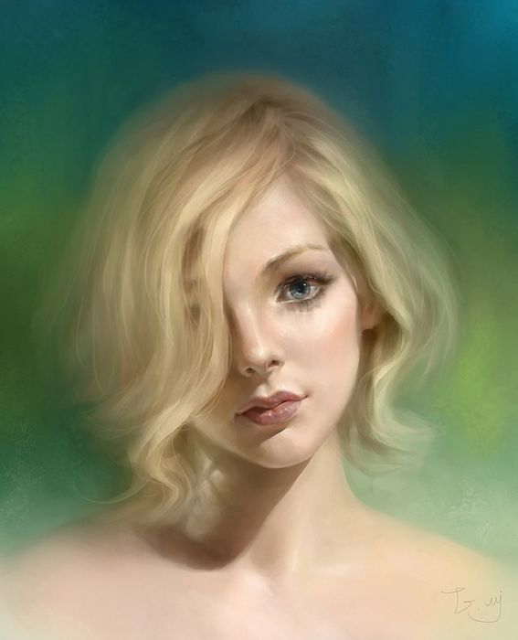 567x700 Beautiful Girl Blonde Short Hair Face Painting Original Wallpaper - Blonde Girl Painting