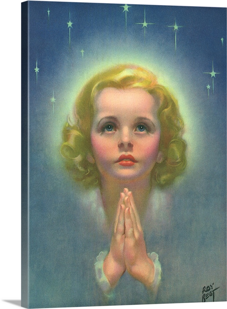 735x1000 Blonde Girl Praying Wall Art, Canvas Prints, Framed Prints, Wall - Blonde Girl Painting