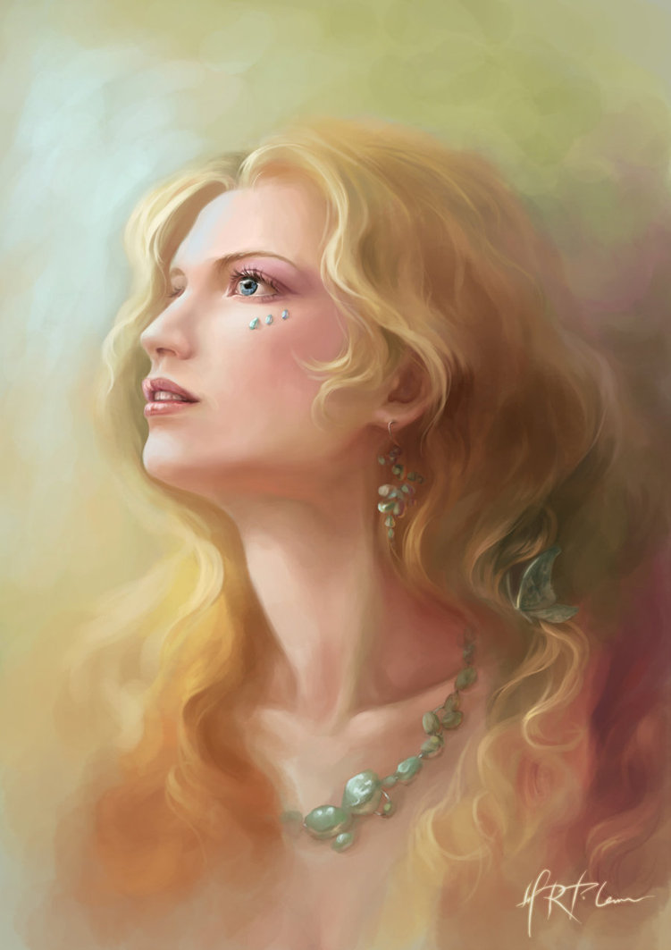 751x1063 Blonde Girl By Hrfleur - Blonde Girl Painting