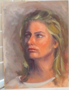 233x300 Vintage Oil Portrait Retro Beautiful Blonde Woman Artist Study C - Blonde Woman Painting