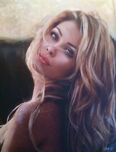 229x300 William Oxer Original Canvas An Innocence Pretty Blonde Woman - Blonde Woman Painting