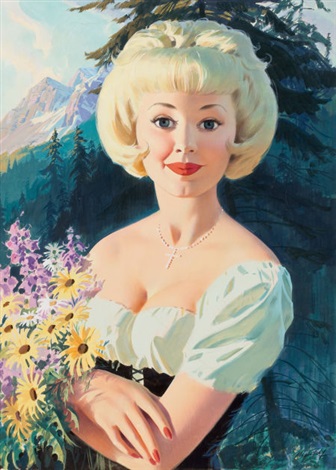336x470 Blonde Woman With Flowers By William Medcalf On Artnet - Blonde Woman Painting