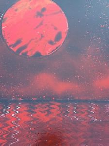 225x300 Painting Spray Paint Art Blood Moon Original Like Skech Ebay - Blood Moon Painting