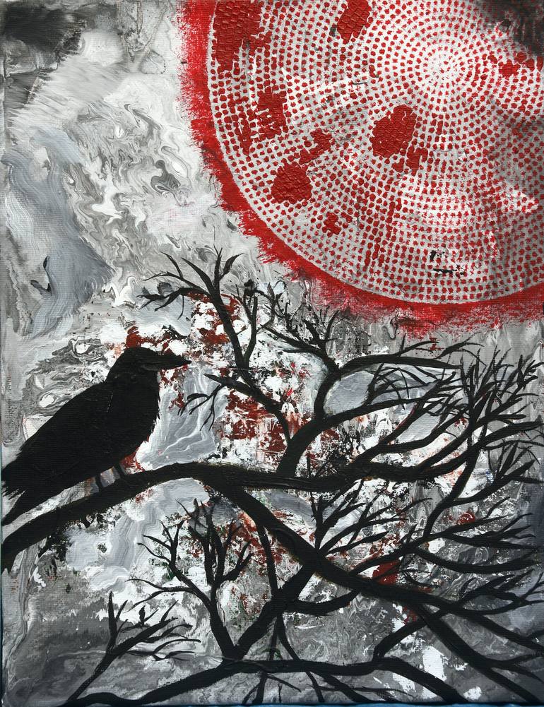 770x1001 Saatchi Art Blood Moon Painting By Maura Satchell - Blood Moon Painting