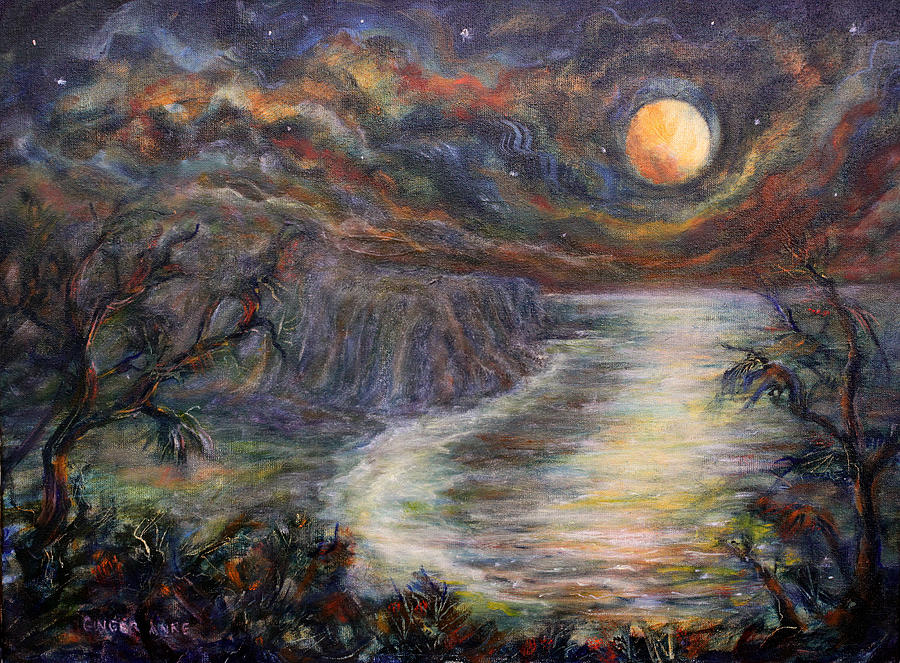 900x663 Blood Moon Painting By Ginger Sandell - Blood Moon Painting