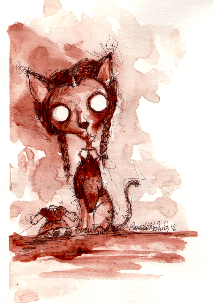 719x1024 Cannibal Wednesday Human Blood Painting Cat Series Wednesday - Blood Painting